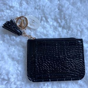 Snakeskin Zip Pouch Change Purse - Gold/Black - Brand New